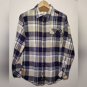 Legendary Whitetails Original Buck Camp Flannel Shirt Mens Size S/M Flip Cuff